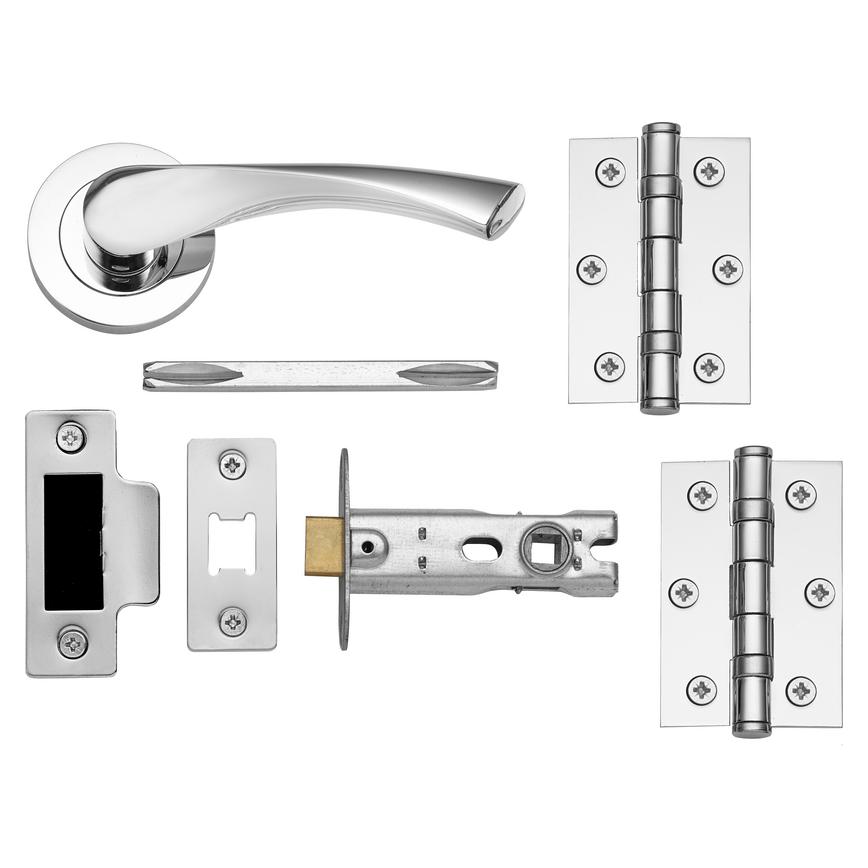 Sofia Polished Chrome Lever On Rose Door Handle Pack Grafton Carpentry